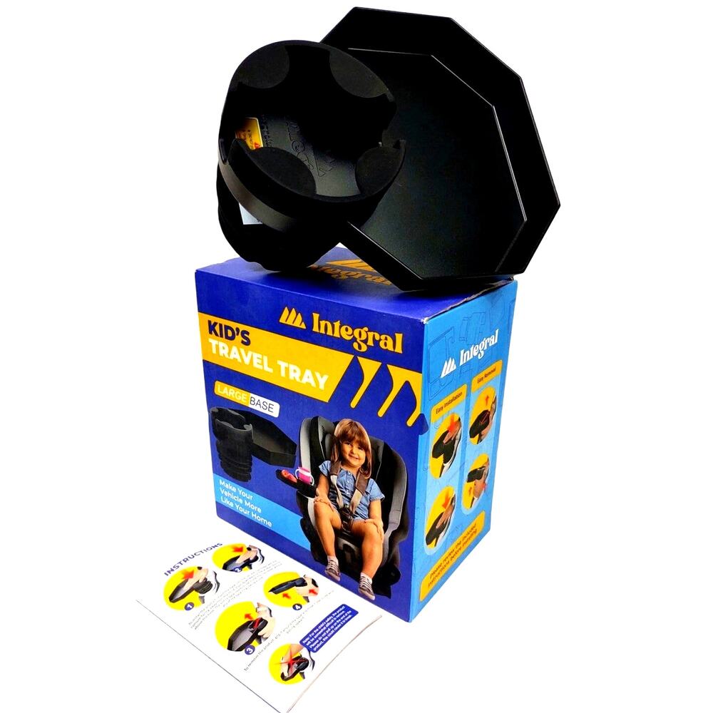 Integral Kids Travel Tray – Large Base - Car Seat and Car Cup Holder Tray
